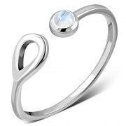 Rainbow Moonstone Silver Open Ring, r573